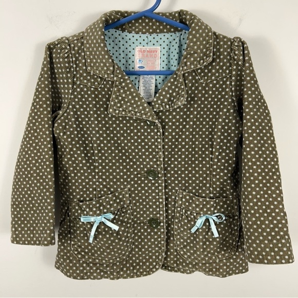 ❤️ Old navy girl jacket corduroy polka dots bow 3T - Picture 3 of 9